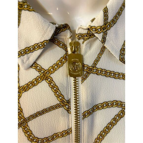 MK Michael Michael Kors Shirt Large Gold Zipper Rope Pattern (minor pen marks) - Picture 2 of 10